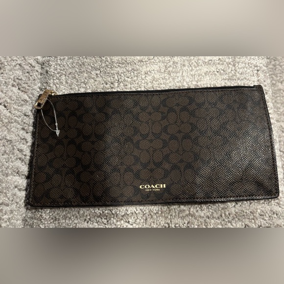 Coach Dark Brown Signature Pouch - Picture 1 of 3